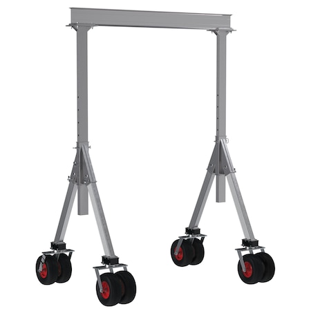 Vestil Aluminum Adjustable Height Gantry Crane w/Pneumatic Rubber Casters 8 ft. x 10 ft. 4K Silver AHA-4-8-10-PNU